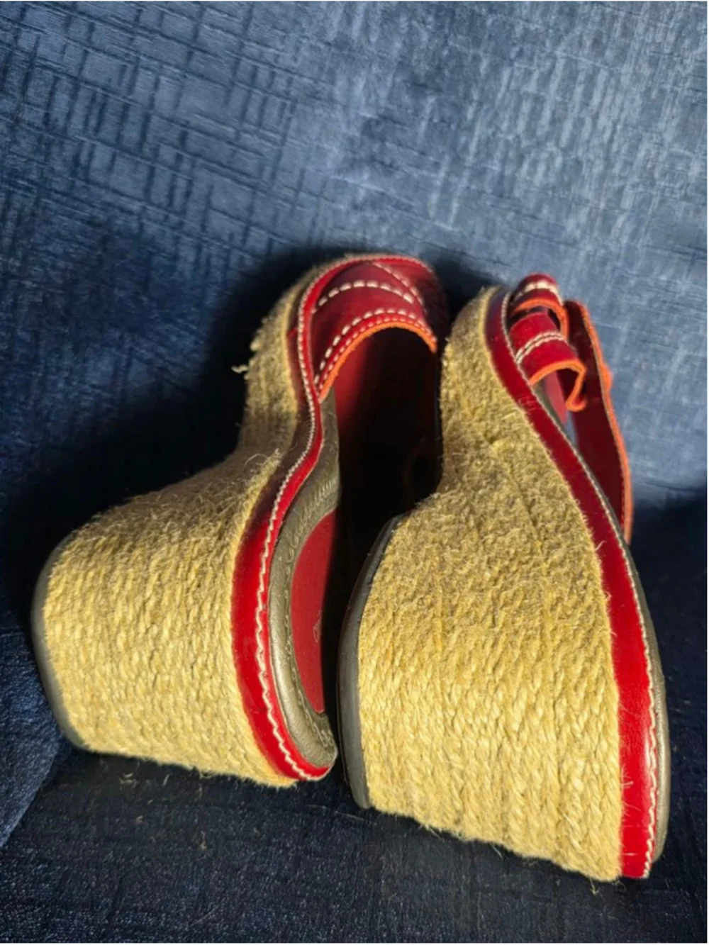 Women's Croft & Barrow Red Espadrille Wedge Sandals Size 7.5 feminine sexy y2k